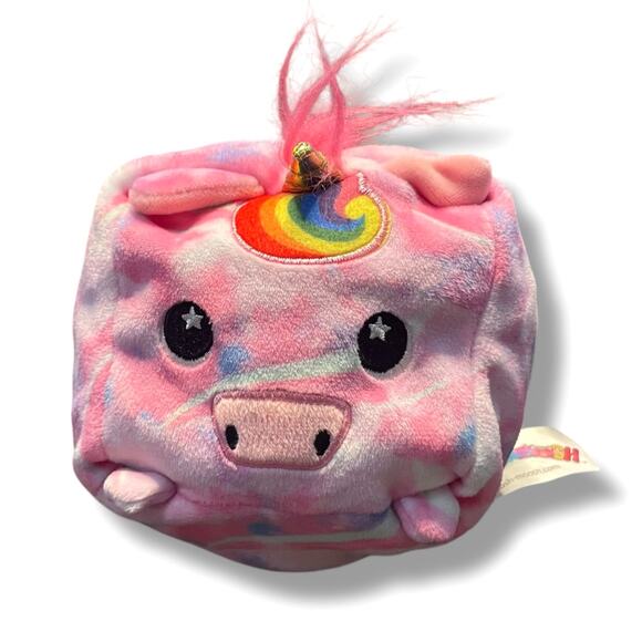 Moosh Moosh Plush Unicorn Reversible Raindrop Rainbow Squared Flip Em Animal 4" - Picture 2 of 10